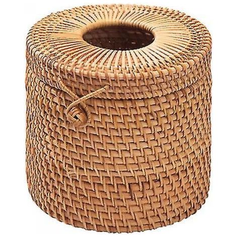 Zylindrischer Toilettenpapierhalter aus Rattan – Dekorativer, geflochtener Toilettenpapierhalter im Vintage-Stil für Wohnzimmer, Schlafzimmer, Badezimmer, Tisch und Zuhause (1/4)