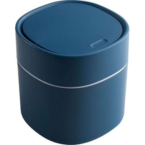 Poubelle de Table avec Couvercle,Mini Poubelle Plastique,Petite Poubelle de Table pour les Chambres à Coucher, les Salles à Manger, les Salles de Bains, les Bureaux Etc. (Bleu) (1/5)