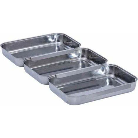 Set de panure en acier inoxydable 3 pièces, set pour paner, bacs en acier inoxydable pour farine, oeuf, chapelure, nettoyage facile dans le lave-vaisselle, acier inox, 15,7x3,2x22 cm, brillant