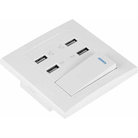 Prise murale USB : chargeur mural USB 5 V 2,1 A/1 A (4 100 mA) avec interrupteur à 4 positions. (220250 V) (1/4)
