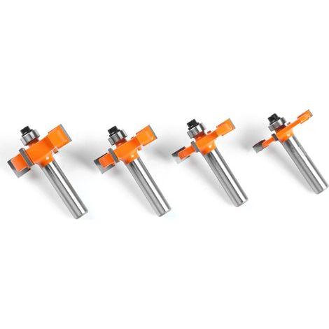 4pcs 8mm 4-Lame Fraise à Bois T-Forme Fraise de Rainure Set Coupe Outil de Travail du Bois Orange Lame Hauteur:4mm,6mm, 8mm, 10mm (1/5)
