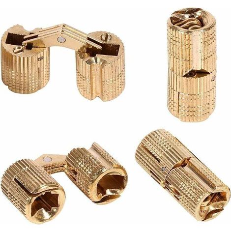 Mot caché cuivre caché charnière page cylindrique cuivre charnière 12mm cuivre caché charnière laiton couleur 4pcs (1/4)