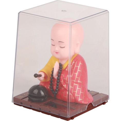 Poupée de moine bouddhiste solaire à battements automatiques, figurine de moine en plastique durable pour fenêtre de voiture ou hôtel (1/5)