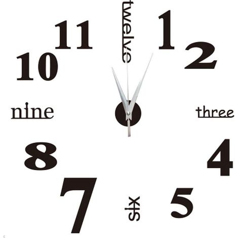 Horloge Murale Muette Pendule, Murale de Mode Moderne Horloge Murale sans Cadre 3D Miroir Autocollant Bureau Hôtel Décoration de La Maison DIY Horloge Murale (Noir)-Fei Yu (1/4)