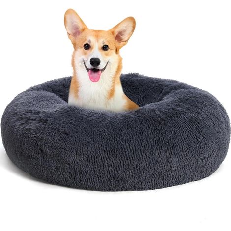 Hundebett orthopädisches rund Donut L 70 x B 70 x H 20 cm Dunkelgrau (1/5)