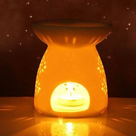 Lampe à parfum de nuit, huile essentielle en céramique, bougie de chauffage, encens, poêle d'aromathérapie (1/5)