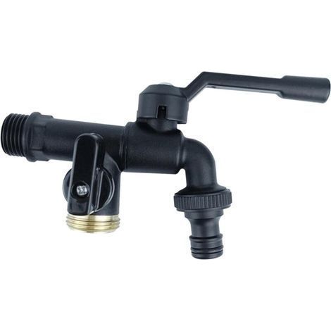 All copper washing machine garden yard one inlet and two outlets, brass antifreeze exterior faucet - black (1/5)