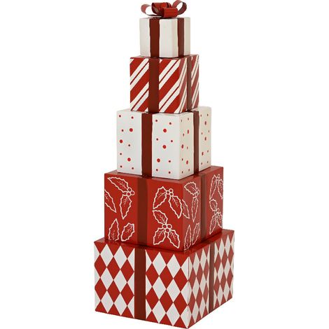 Statuetta decorativa a forma di pacco regalo, decorazione natalizia in resina da 101 cm (1/4)