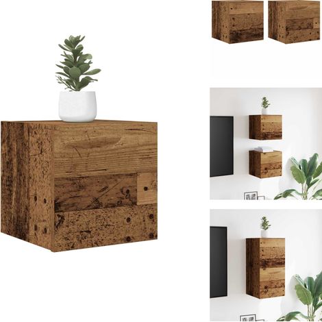 Meuble TV mural 2 pcs vieux bois 30,5x30x30 cm - Meuble TV Mural - Meubles TV Muraux - Meuble TV - Meuble Multimédia (1/5)