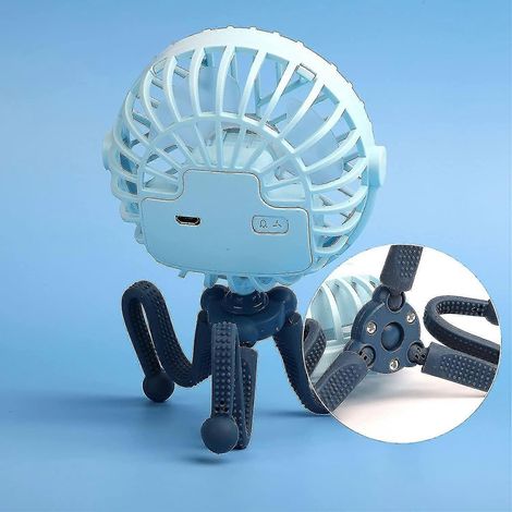 Ventilateur portable pour poussette Ventilateur Piever Ventilateur à pince pour bébé avec veilleuse USB réglable et rotation à 360° pour siège auto, vélo, camping (bleu) (1/4)
