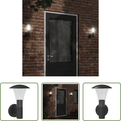 Éclairage extérieur - Applique murale d'extérieur noir acier inoxydable (1/5)