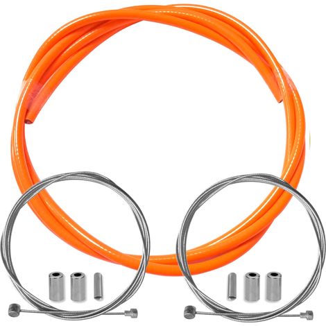 kit gaine frein orange fluo vélo avec câble embouts kit avant arrière compatible avec shimano sram cycle ville route vtt insert performance cable