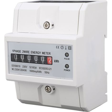 Compteur électrique monophasé sur rail DIN, affichage consommation kWh, compteur domestique 230V 5(100)A, mesure précise de l'énergie. (1/5)