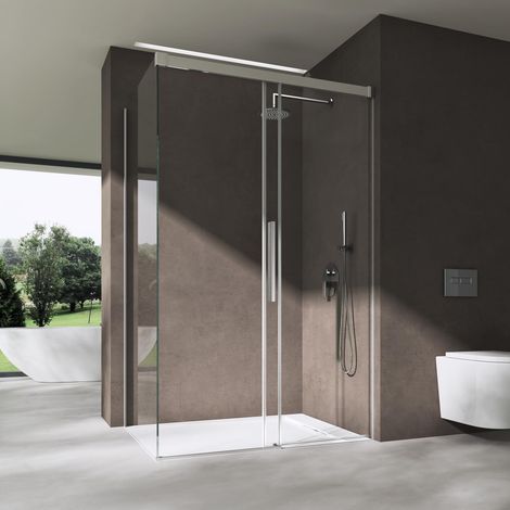 doporro Box Doccia 100x120x195cm, Cabina Doccia Angolare con Porta Scorrevole Soft-close Vetro di Sicurezza ESG Vetro Trasparente Incluso Rivestimento Ravenna12K-Plus (1/5)