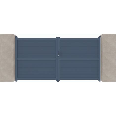 Portail aluminium battant C02 Gris 7016 - Largeur entre piliers 4060mm - Hauteur 1800mm (1/2)