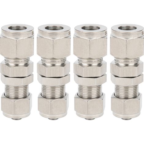 Raccord de compression à virole 4 pièces, connecteur droit à 2 points de contact pour cloison, acier inoxydable 304, Ф10x6,5 (1/5)