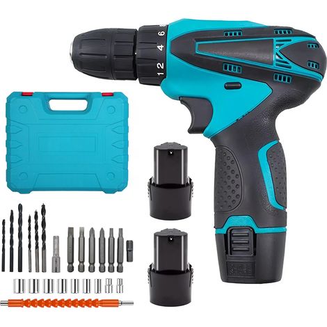 Perceuse-visseuse sans fil 12V avec double batterie rechargeable et lumière LED (1/5)