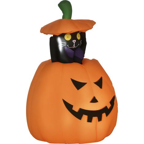 Selbstaufblasende Halloween-Dekoration, Halloween-Kürbis mit integrierten LEDs, für den Außenbereich, wetterfest, 76 x 64 x 115 cm, orange (1/5)