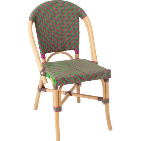 Chaise en Rotin "Geo" 86cm Rose & Vert (1/5)