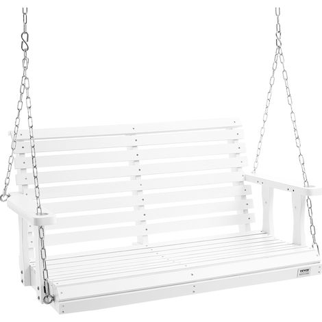 VEVOR Columpio de Madera para Porche 124x71x60cm, Columpio de Banco para Patio y Jardín, Capacidad de Carga Fuerte Mejorada de 880 Libras, Banco de Silla con Cadenas Colgantes para Exterior, Blanco