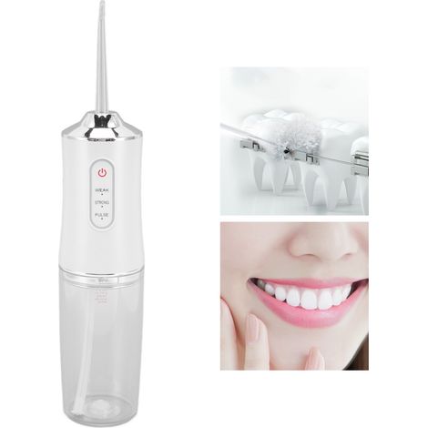 Hydropulseur électrique intelligent, élimine la mauvaise haleine, appareil de blanchiment des dents étanche, appareil de nettoyage des dents portable, version blanche de luxe. (1/5)