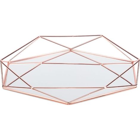 Salle de bain Sexangle miroir métal or cosmétique bijoux rangement organisateur plateau boîte plaque (1/5)