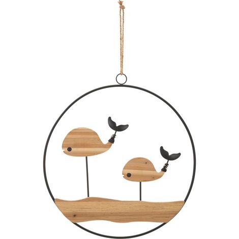 Panneau décoratif mural en métal multicolore, 56x2x60 cm – Baleines (1/5)