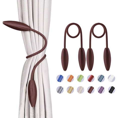 Lot de 2 embrasses de rideaux torsadées à faire soi-même - Style européen - Modélisation aléatoire - Pour fenêtre de maison et de bureau - Occultant et transparent (marron) (1/5)