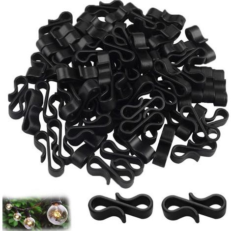 120 mini crochets de gouttière noirs, réutilisables pour suspendre les guirlandes lumineuses de Noël (1/5)