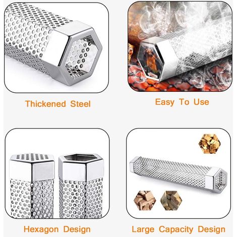 30 cm (12 Zoll) Premium-Grillrauchrohr aus Edelstahl mit Holzchips
