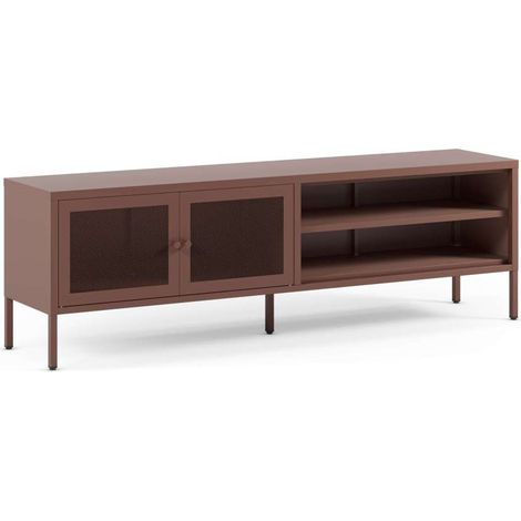 Mueble televisión modelo Felix 2 puertas acabado metal burdeos, 160cm(ancho) 50cm(alto) 35cm (largo) (1/5)