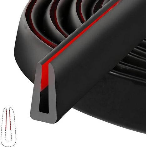 Tira protectora para bordes de paneles metálicos，tira de sellado para paneles metálicos en forma de U (3 metros，1,6 mm，negra) (1/2)