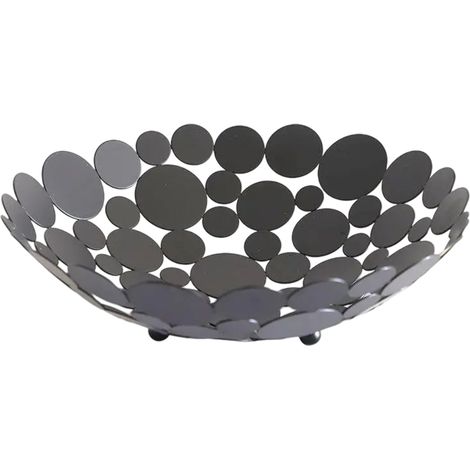 1 Corbeille à fruits, design rond, fer noir, usage cuisine, décoration table (1/5)