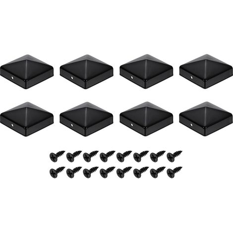 8Pcs Caps Pour Poteaux De Clôture, 70mm/2.76-inch Caps Carrés Pour Colonnes, Pyramidaux En Fer Imperméables Avec Vis Clôtures Métalliques, Bois, Terrasses, Boîtes Aux. (1/5)