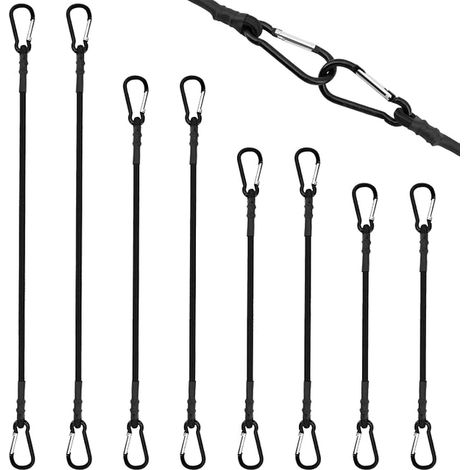 Tendeur Elastique avec Mousqueton, Ronds 6 MM Corde Longueurs 30, 40, 60 et 80 CM Tendeurs en Caoutchouc Nior pour Camping Barres de Toit, Bâches, Vélos (1/5)