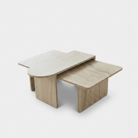 2er Set moderne Paris Beistelltische aus Holz - Beige (1/5)
