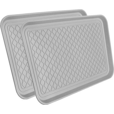 Kunststoff Schuhablage 2er Set grau - 60 x 40 cm - Schuhwanne Schuhmatte Schuh Abtropfschale