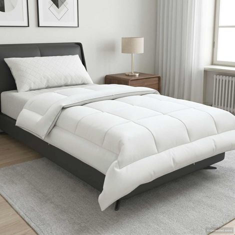 vidaXL Piumone 135x220 cm Estate 200 GSM Lana Australiana Bianco (1/5)