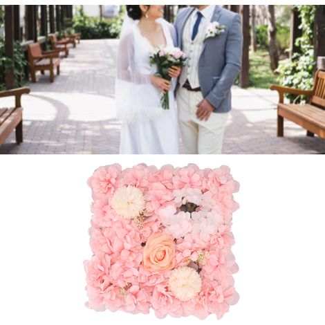 Panneaux muraux de fleurs artificielles, roses en soie simulée, décoration murale pour décor de scène de mariage, 38 x 38 cm, rose-AquaForge (1/5)