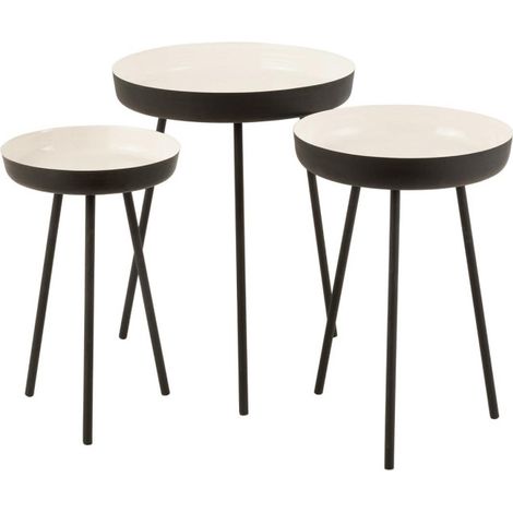 Lot de 3 Tables Gigognes "Pulta" 67cm Noir & Blanc (1/4)