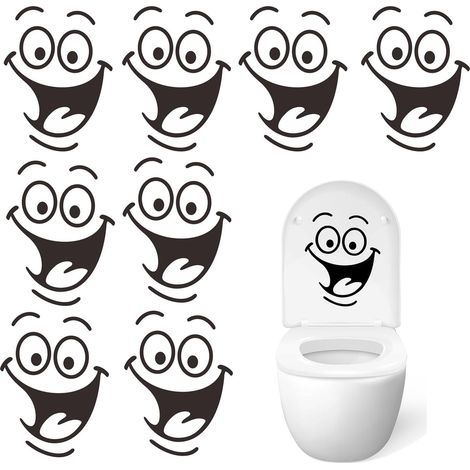 Set mit 8 abnehmbaren Toilettenaufklebern, 24 × 18 cm, zur individuellen Badezimmerwanddekoration