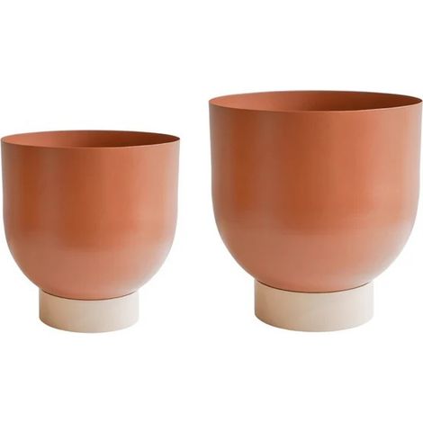 Austin Dual Metal Planters (Set of 2) - Mild Steel - Rhubarb