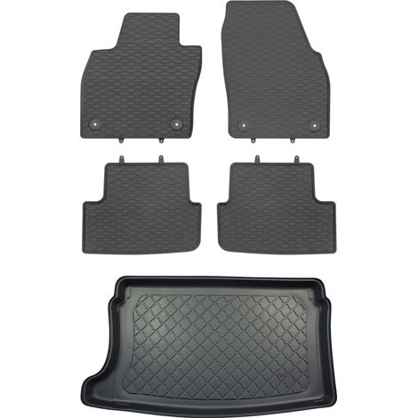 Seat Ibiza V 6F Hatchback desde junio de 2017. Juego de alfombrillas de goma para coche y alfombrilla para maletero.