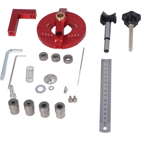 Gabarit de perçage pour charnières avec guide-foret 35mm, kit d'outils pour tourillons, menuiserie et mobilier (1/5)