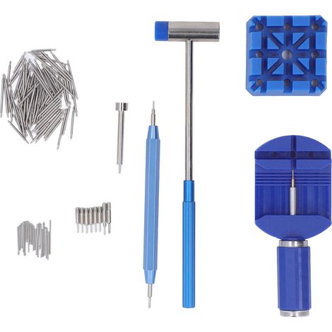Kit de retrait de maillons de montre, pointe en acier inoxydable, manche en plastique bleu, outil de réparation de bracelet de montre (1/5)