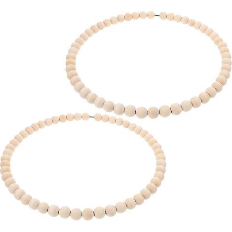Couronne de perles en bois, cercle en acier inoxydable pour décoration, 6 pièces, décoration de mariage et de fête (1/5)