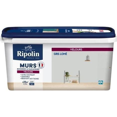 RIPOLIN Vernice Colore Velluto per Muri, Rivestimenti Termici - Grigio lome (1/4)
