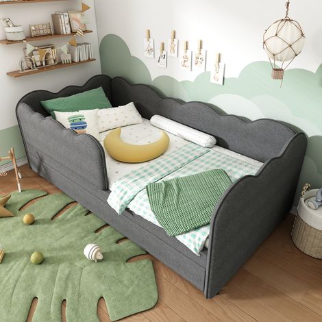 letto struttura letto estraibile 90x190 lino grigio OKMYHOME