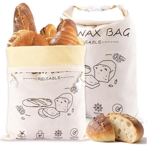 Bienenwachs-Brotbeutel – Natürliches Bienenwachs und Baumwolle – Optimale Konservierung – 2er-Set, Leinen und Bio-Baumwolle (1/5)