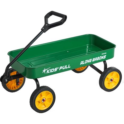 Chariot à Tirer Enfants 101 cm Chariot Tout-terrain Tout-petits en Métal Charge 80 kg, pour Cadeau d'Anniversaire Enfants, Jardinage, Plage, Camping, Aventures en Plein Air, avec Poignée, Vert (1/5)